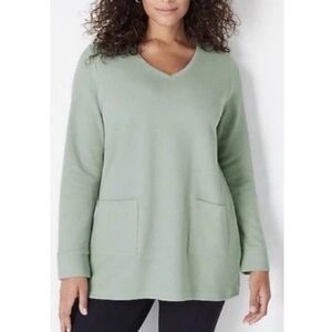 J. Jill Sage Green V-Neck long Sleeve Top